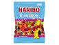 Busta di caramelle gommose assortite con un orsetto gommoso giallo, con il testo '¡Vive un sabor mágico ... ven al mundo Haribo!'.