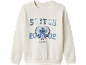 Felpa color crema con stampa di Stitch, scritta in paillettes 'STITCH' e numeri '2002'.