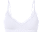 Reggiseno bianco a costine senza ferretto con dettagli in pizzo.