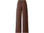 Pantaloni culotte marroni con elastico in vita e tessuto stropicciato.