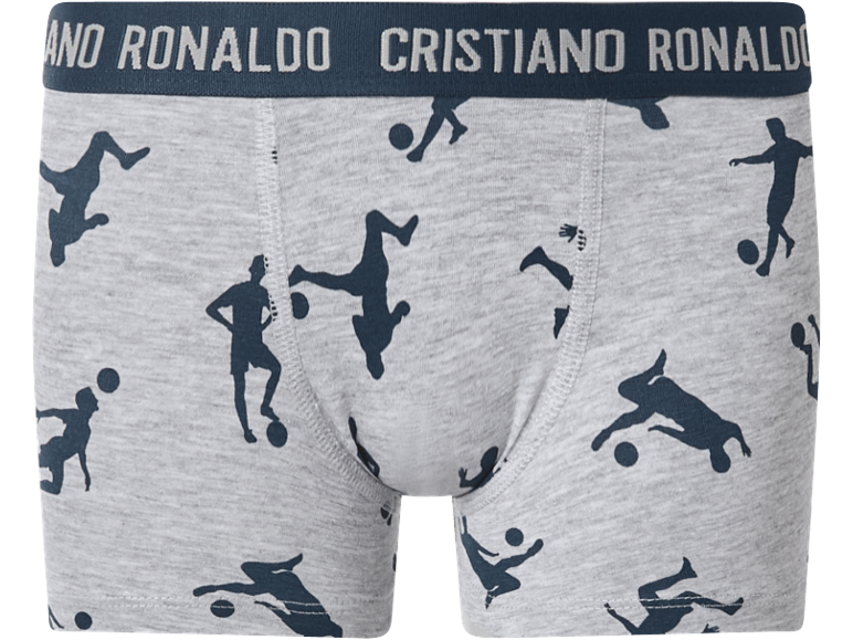 Boxer da uomo con stampa di calciatori e testo 'Cristiano Ronaldo' sull'elastico.