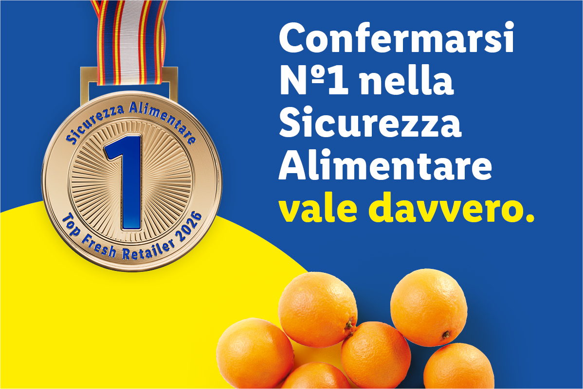 Medaglia d'oro per la sicurezza alimentare con il numero 1 e arance fresche.