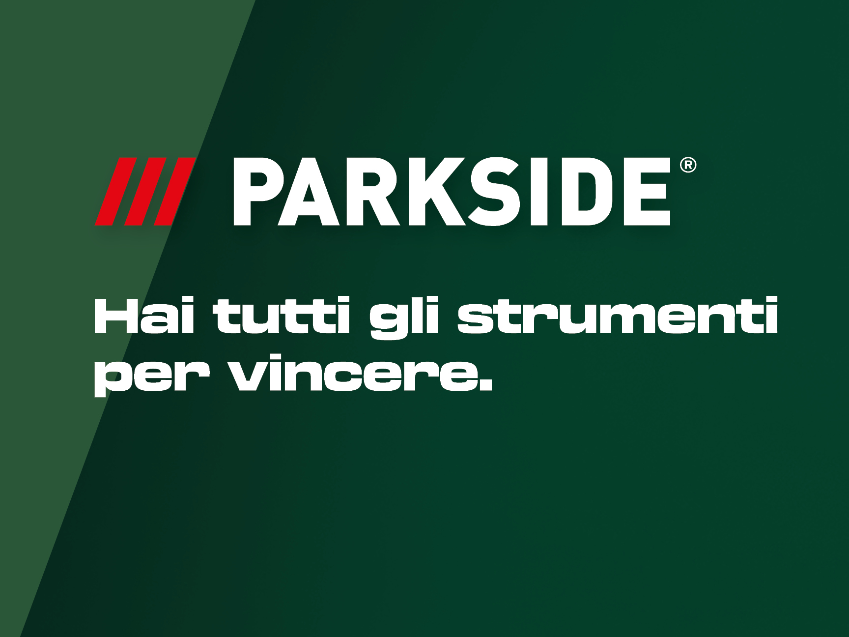 Logo Parkside con slogan: Hai tutti gli strumenti per vincere.