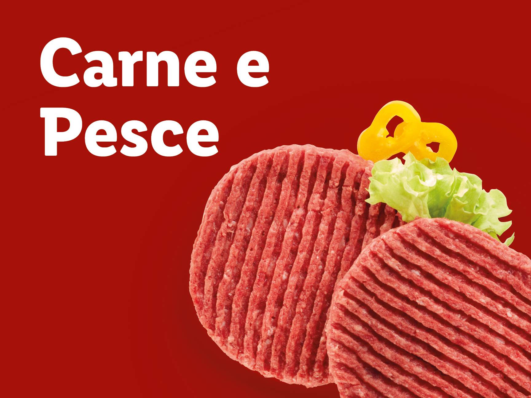 Carne e Pesce: hamburger di carne macinata con lattuga e peperoni.