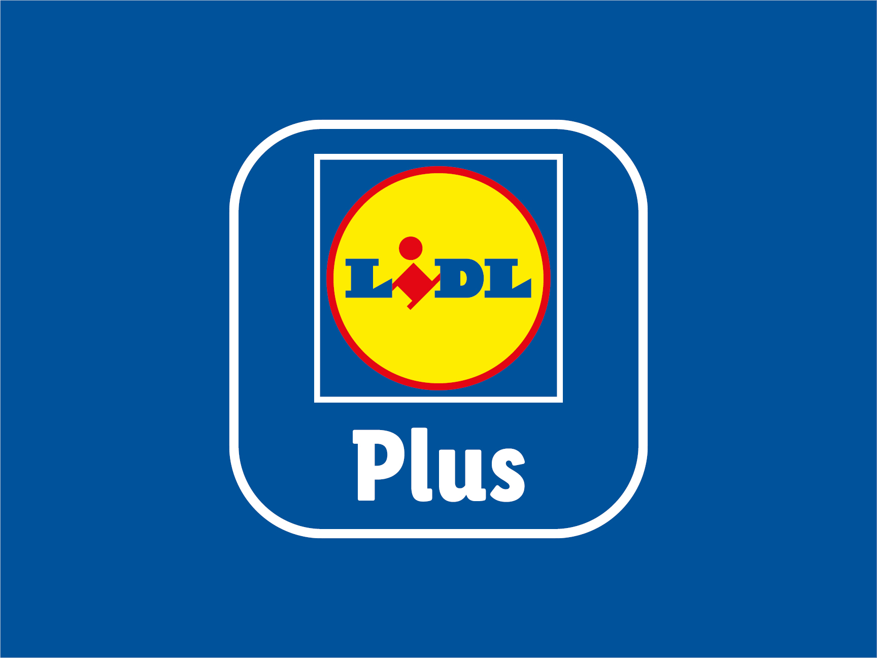 Logo Lidl Plus su sfondo blu.