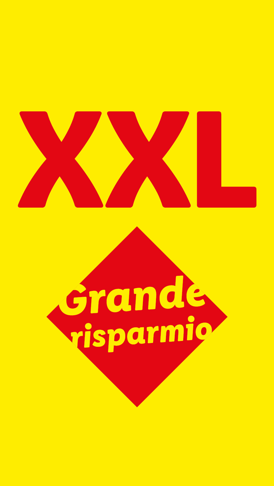 Grande risparmio XXL su sfondo giallo.