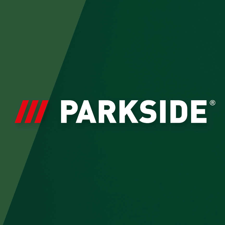 Logo Parkside su sfondo verde scuro con una striscia diagonale più chiara.