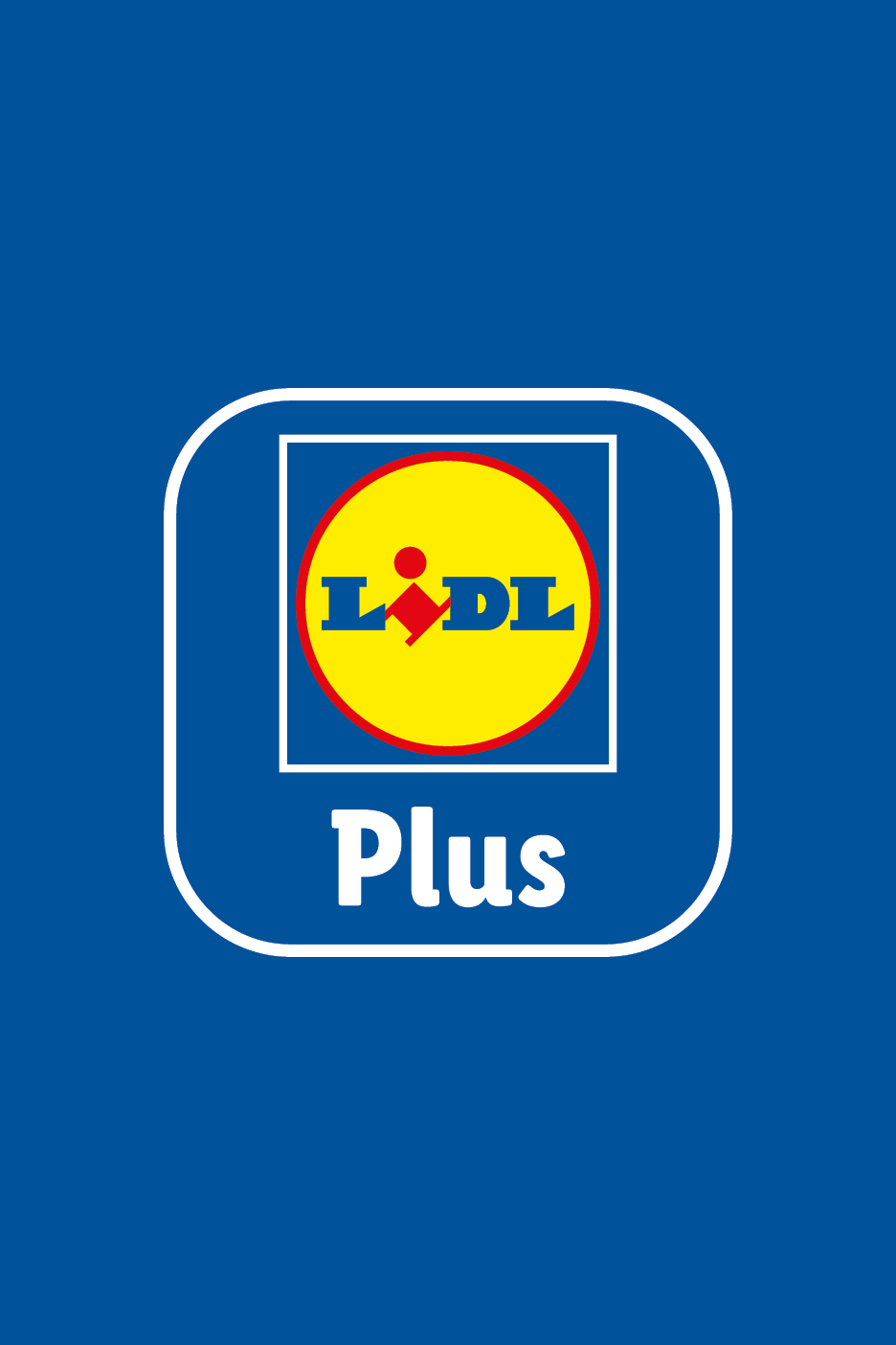 Logo Lidl Plus su sfondo blu.
