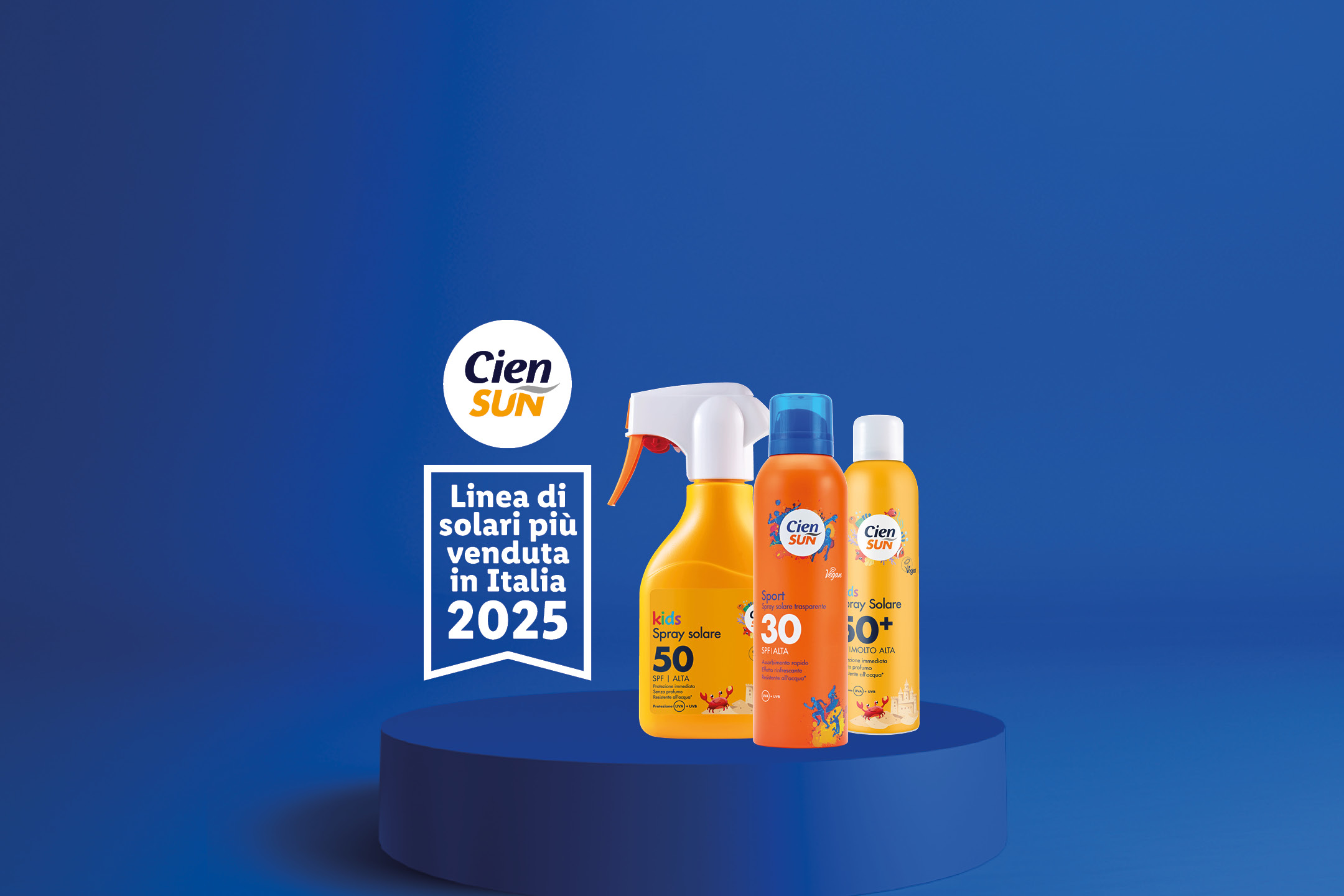 Spray solari per bambini e adulti con protezione 30, 50 e 50+, linea più venduta in Italia.