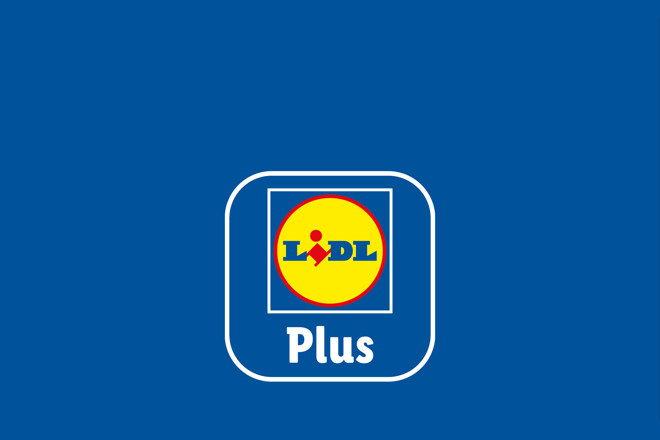 Logo Lidl Plus su sfondo blu.