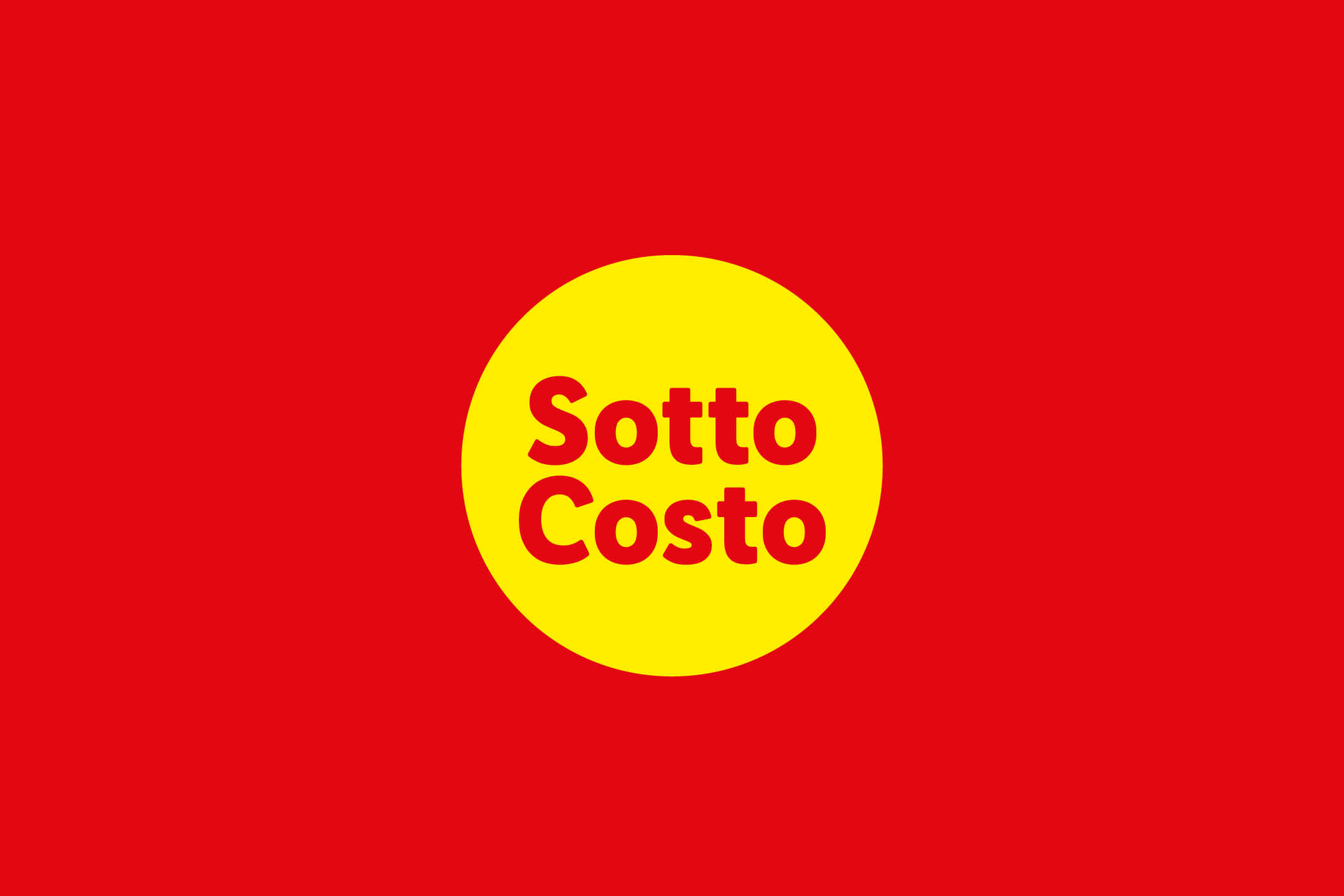 Sfondo rosso con un cerchio giallo al centro che recita 'Sotto Costo' in rosso.
