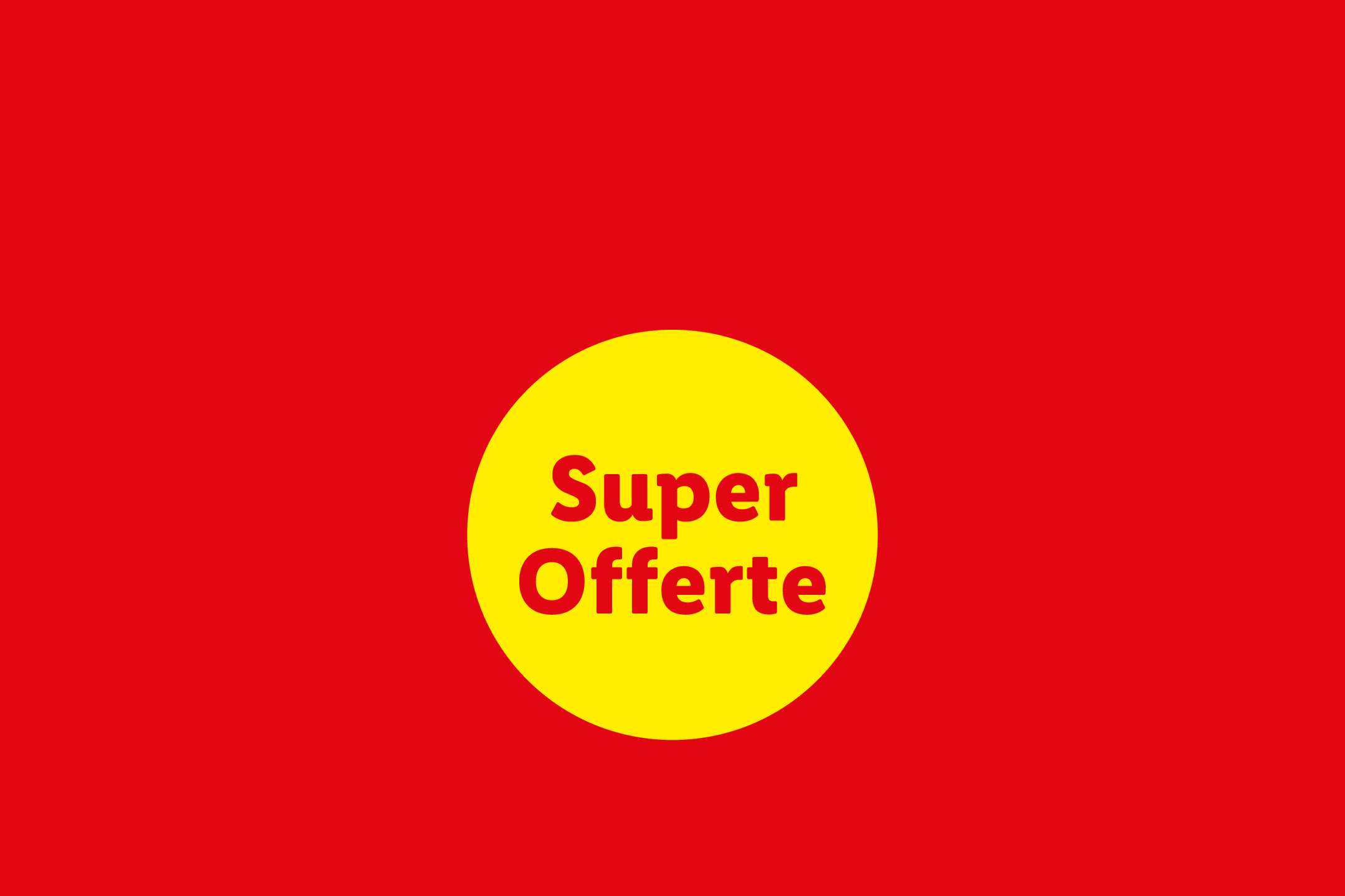 Banner rosso con cerchio giallo e la scritta Super Offerte