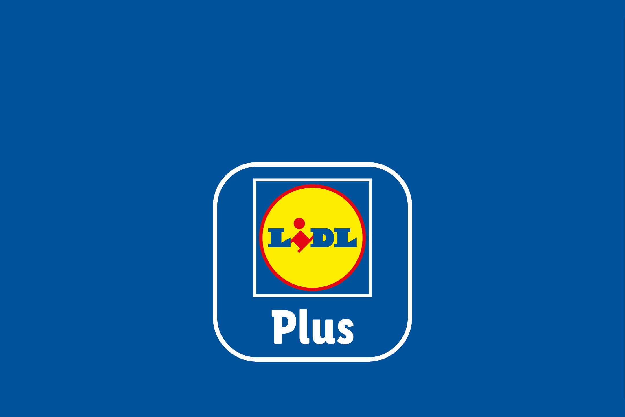 Logo Lidl Plus su sfondo blu.