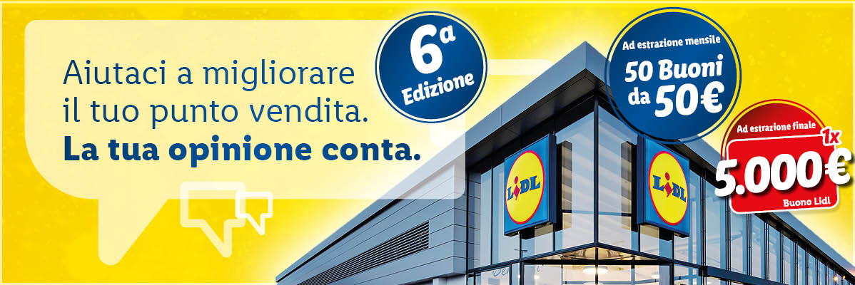 Lidl: Vinci 50 buoni da 50€ e 1 buono da 5000€