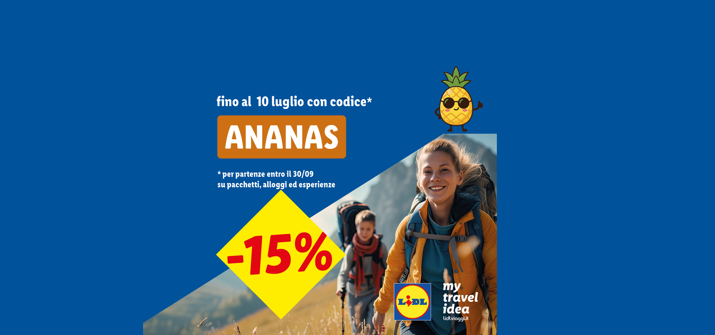 Promozione viaggi Travel days con codice sconto ANANAS, valida fino al 10 luglio. -15%