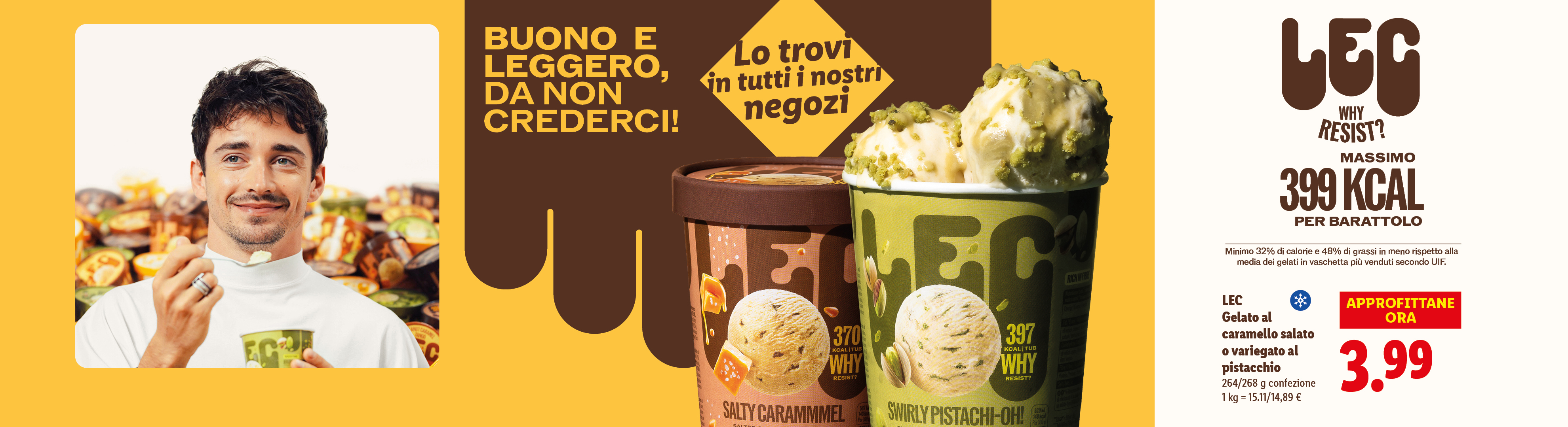 Gelato LEC al caramello salato e pistacchio: 3,99€