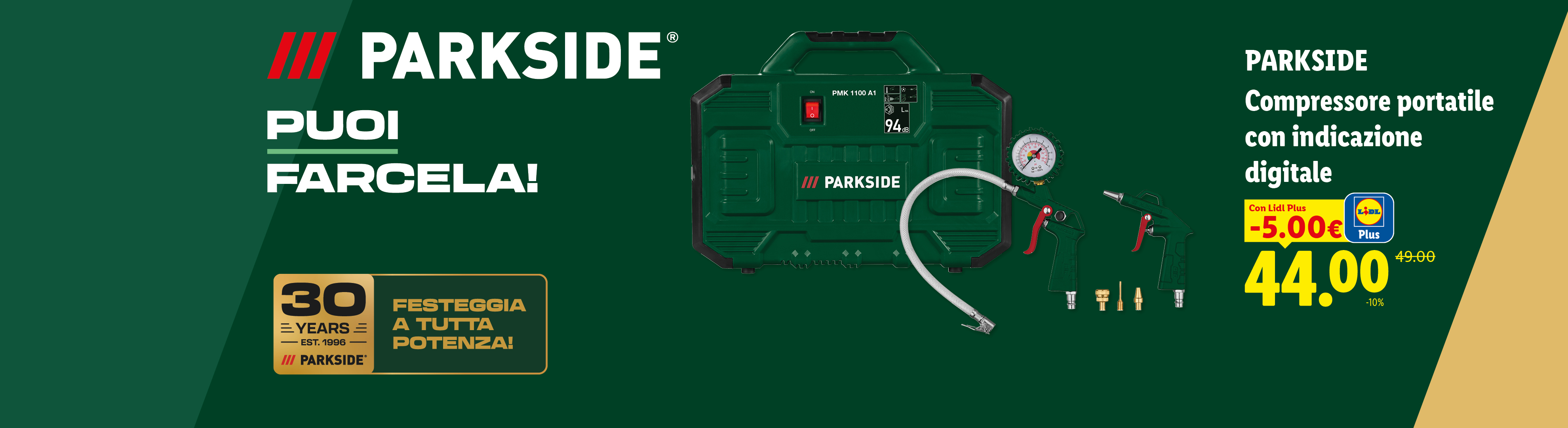 Compressore portatile con accessori, offerta speciale a 44,00€ con Lidl Plus.