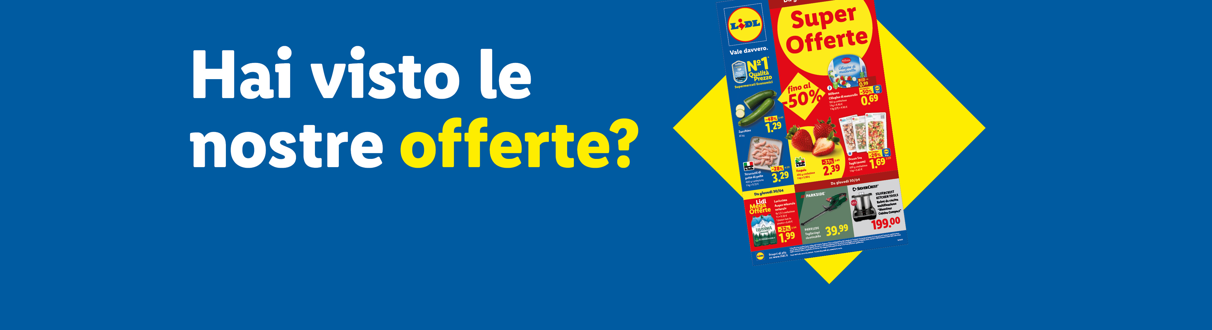 Volantino Lidl con offerte su zucchine, fragole, carne di pollo e robot da cucina.