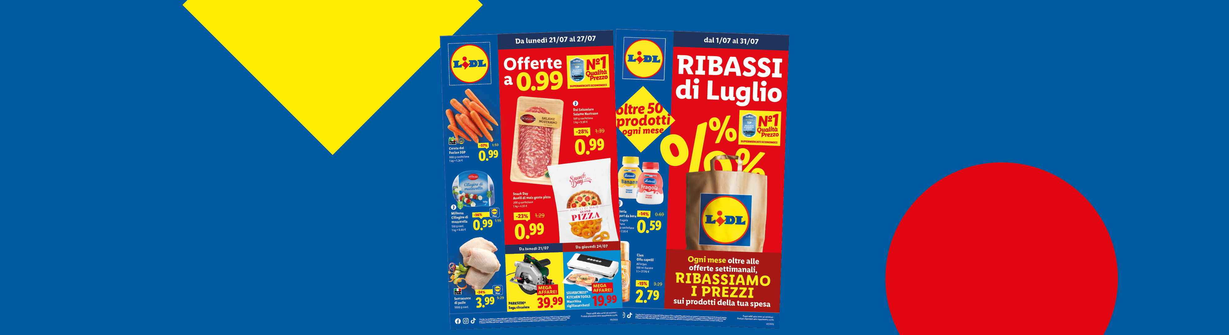 Volantino Lidl con le offerte dal 21/07 e Ribassi del mese su sfondo blu