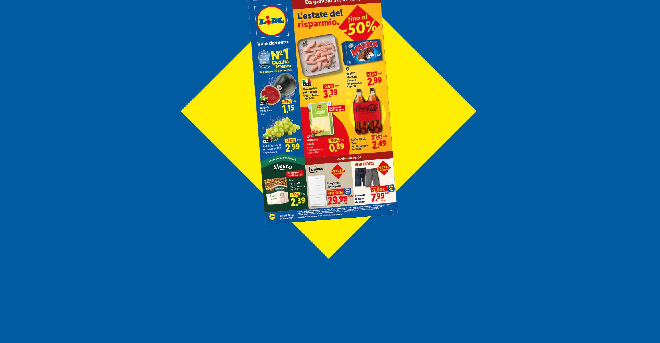 Offerte estive Lidl con sconti fino al 50% su prodotti alimentari e abbigliamento.