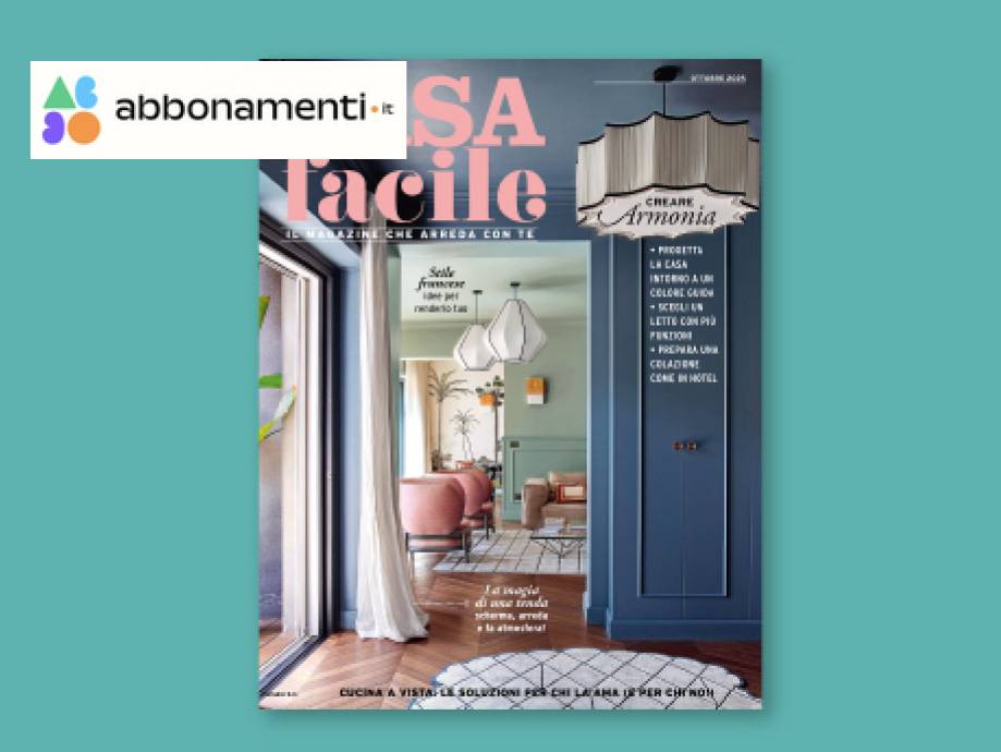 Copertina di una rivista di arredamento con il titolo 'SA facile' e un interno casa elegante.